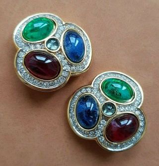 Unsigned Ciner Or Vogue Jewels Of India Moghul Style Clip - On Earrings