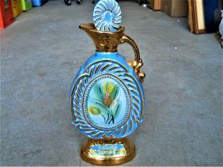 Jim Beam Decanter 175 Month Old Whiskey Collector Floral Tulip Art Bottle Whisky