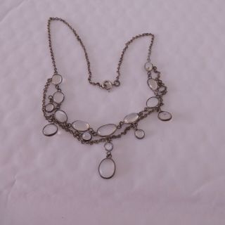 Solid silver art deco period moonstone pendant necklace,  925 3