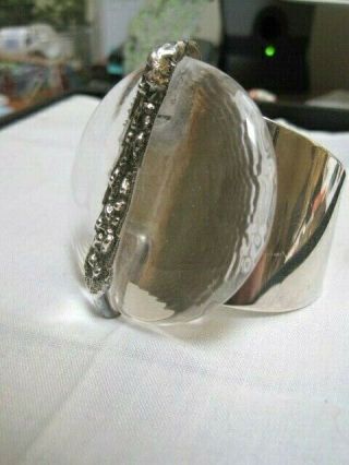 Jacob Hull Denmark Silverplated Modernist Brutalist Glass Disc Cuff Bracelet B&d