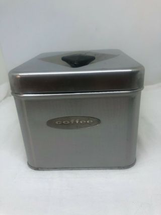 Vintage Masterware Coffee Canister Chrome Metal Tin With Lid