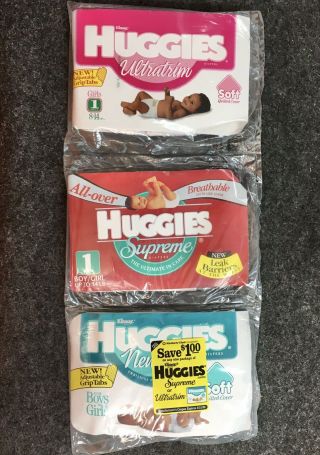 Vintage 1992 Huggies Factory 3 Diapers Size 1 Ultratrim Supreme Born G