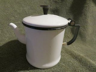 Vintage Black And White Enamel Ware Small Coffee Pot