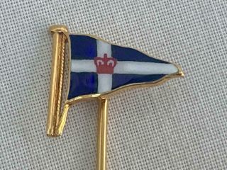 Fine Solid 9 Carat Gold & Enamel Royal Yacht Squadron Stick Pin.