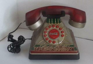 Coca - Cola Stained Glass Look Telephone Phone Lights Up 2001