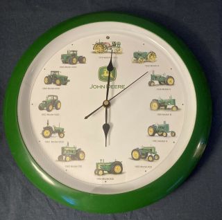 Authentic John Deere Tractor Wall Clock With Sounds 13 1/4” Tractors 1916 - 2002