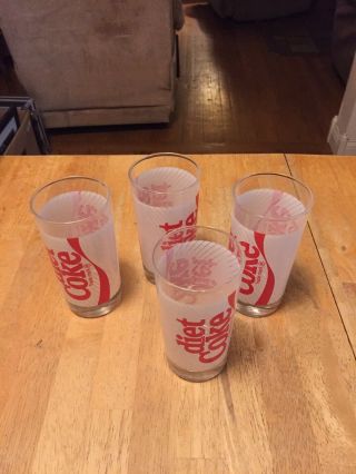 4 Diet Coke Coca Cola 12oz Drinking Glass Soda Pop Glasses 5 1/2 "