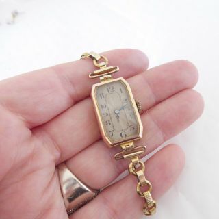 9ct Gold Oblong Gents Wrist Watch Art Deco