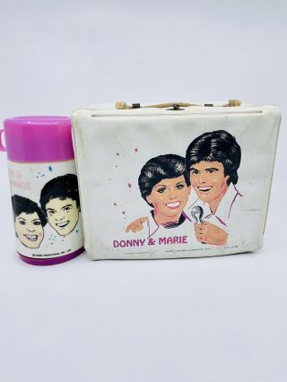 Vintage 1977 Donny And Marie Osmond Vinyl Lunch Box With Thermos