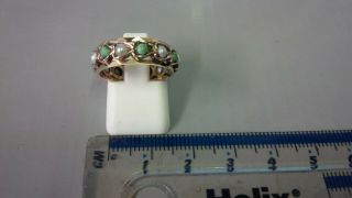 As 9 Carat Gold Turquoise And Half Pearl Set Full Eternity Ring,  Size K.