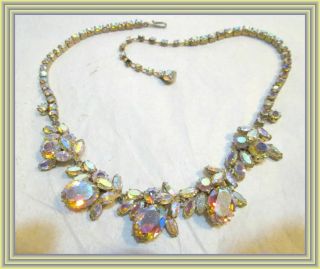 Sherman Yellow Ab - Oval Crystals Floral Cluster Motif Necklace Set Nr