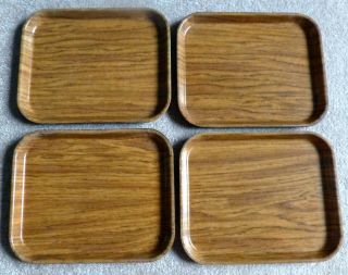 Four Vintage Camtray Cambro Wood Grain Look Trays 10 " X 8 "