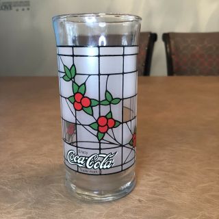 Vintage Coca Cola Classic Tiffany Style Frosted Stained Glass 12oz Cup