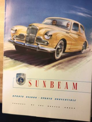 Vintage 1955ish Sunbeam Sports Saloon And Sports Convertible Auto Brochure
