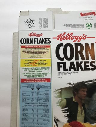 Vintage 1997 Kellogg’s Corn Flakes Flat Cereal Box Canadian Star Wars BC 3