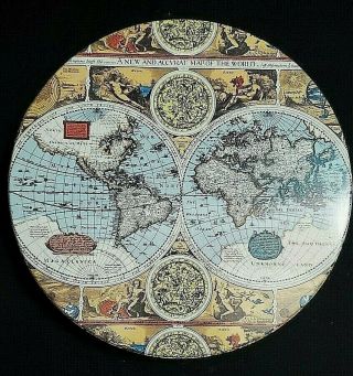 Vintage Tin A And Accurate Map Of The World 8 - 1/2 " X 1 - 1/2 " 1970 