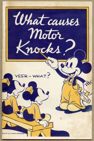 1938 Mickey Mouse Walt Disney Sunoco Oil Booklet Motor Knocks Sun Oil Company