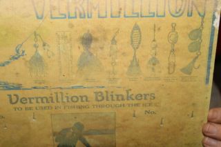 Vintage 1940 ' s Vermillion Blinkers Fishing Lures Bait Gas Oil Sign 3