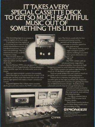 1977 Pioneer Ct - F9191 Cassette Deck Vintage Stereo Vintage Photo Print Ad