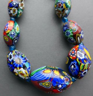 Fabulous,  Chunky,  Flapper Length Vintage Venetian Millefiori Glass Bead Necklace