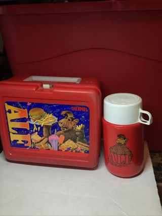 Vintage 1987 Alf Plastic Lunchbox With Thermos Made By Thermos