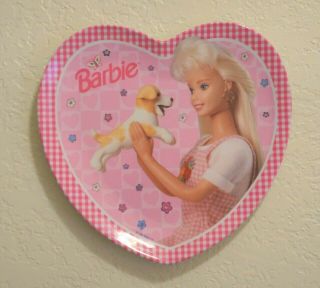Barbie Plate 1996 Pink Heart Zak Designs Melamine Plate Mattel 8 " Vintage 90s