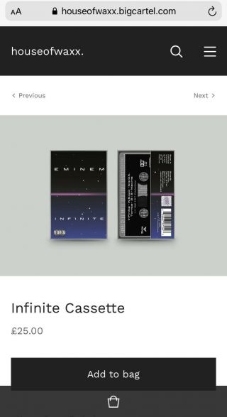 Eminem Infinite Tape Cassette Rare 2020 Pressing SSEP 3