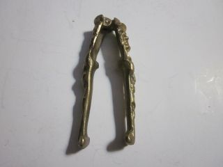 Antique Figural Design Thief & Angry Man Brass Or Bronze Sugar Tongs