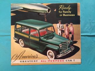 1953 Willys " Deluxe Station Wagon " Car Dealer Showroom Sales Brochure