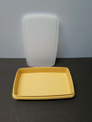 Vintage Tupperware 816 Harvest Gold Lunch Meat/deli Keeper With 817 Sheer Lid