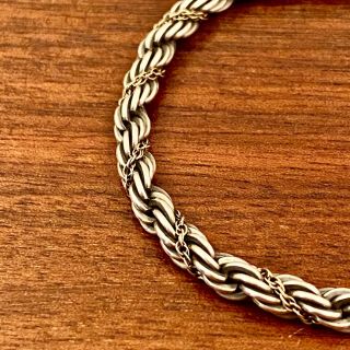 TIFFANY & CO? STERLING SILVER & 14K YELLOW GOLD ROPE BRACELET - 7.  5 