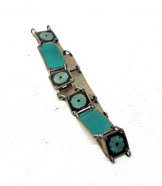 Vintage David Andersen Enamel Bracelet Sterling Da Norway Green & Black Bracelet