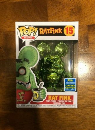 Funko Pop Icons - Rat Fink Green Chrome Sdcc 2019 Summer Convention Exclusive