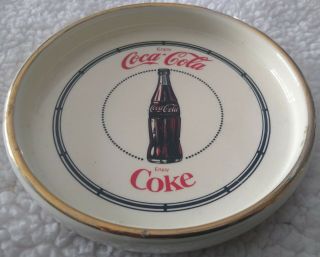 Very Rare Vintage Coca - Cola Large Ceramic Ashtray With Bottle.