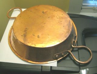 Antique Hammered Copper Pot/Pan w/2 Handles 2