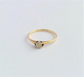 Antique 1800’s 14k Yellow Gold,  Moonstone Solitaire Orb Victorian Ring 7.  5