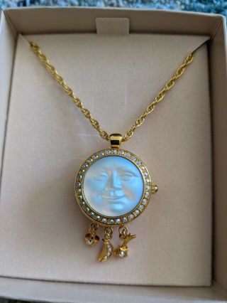 Vintage Kirks Folly Locket Watch Seaview Moon Necklace/pendant