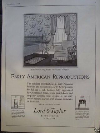 1924 Lord & Taylor Early American Furniture Advertisement