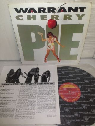 Warrant - Cherry Pie 1990 Korea Lp Vinyl Insert No Barcode Motley Crue Poison