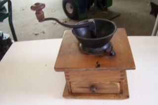 Antique/vintage Wood & Cast Iron Coffee Grinder - Table Top - Needs Tlc