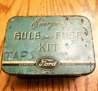 Vintage Ford Emergency Bulb And Fuse Kit Tin Box