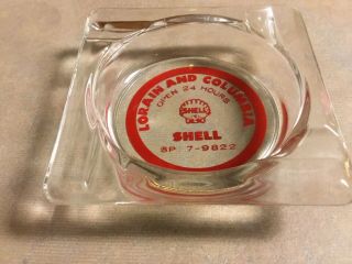 Old Vintage Shell Glass Ashtray Gas Oil Advertising Old Logo Cond.