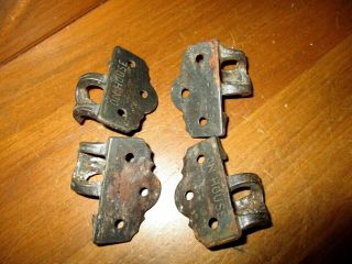 ANTIQUE CAST IRON SIGNED ON HOUSE SWINGING DOOR HINGES 2