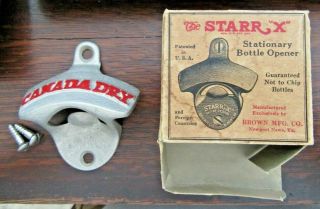 Nos In Orig.  Box Vintage 1940s - 50s Canada Dry Starr " X " Wall Mount Bottle Opener