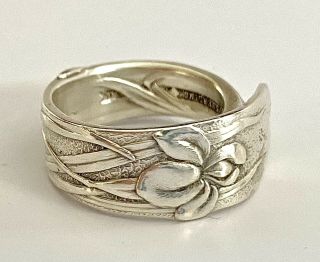 Authentic Tiffany & Co.  Iris Flower Spoon Ring.  Sterling Silver.  Sz.  7 1/2.