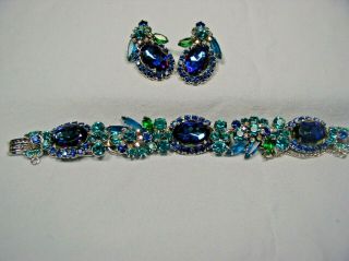 Fabulous Juliana D&e Bracelet/er Set - Blue/green/teal/watermelon/ab Rhinestones