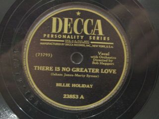 Billie Holiday Solitude / There Is No Greater Love Decca 23853 10 " 78 Auc 10