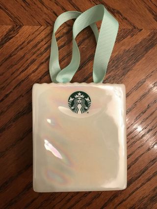Starbucks Ceramic Iridescent Tiffany Tote Bag Gift Card Holder Ornament 2020