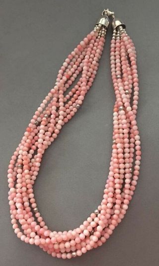 Dtr Jay King Mine Finds Sterling Silver Angel Skin Coral Beads Necklace 18 " Long