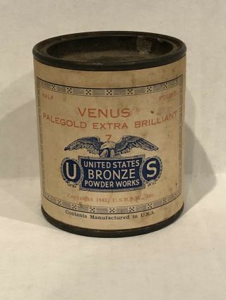 Vintage 1943 Palegold Extra Brillian Us Bronze Powder Full 1/2 Lb